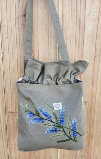 Hand Bags  cotton kaki  taupe /blue 