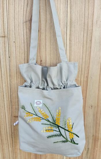 Hand Bags  cotton kaki  light  grey  / yellow 