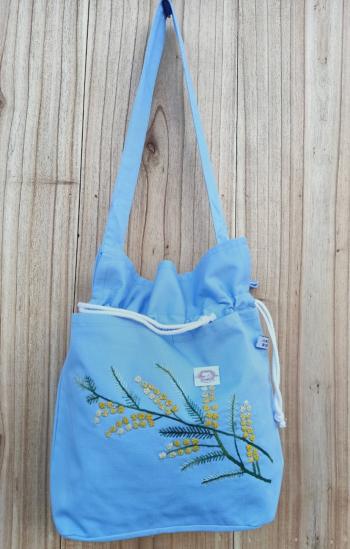 Hand bags  cotton kaki  OCean/ yellow 