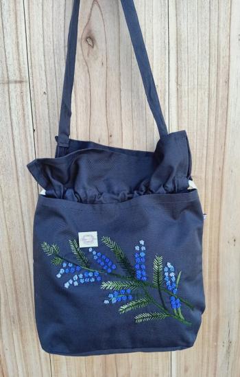 Hand bags  cotton  kaki  charcoal  / blue 