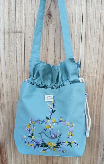 Hand Bags  cotton  kaki  Aqua Marina / Yelow 