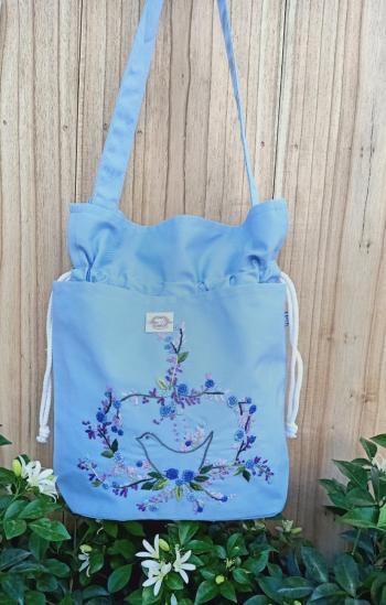 Hand Bags  cotton kaki ocean / blue  bird 